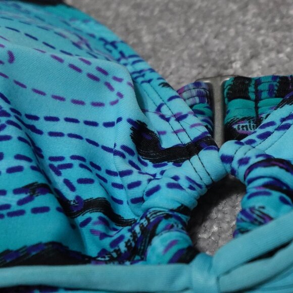 Athleta Bikini Top Women's Small Blue Adjustable Straps Buckle Padded Swimwear - Picture 4 of 8